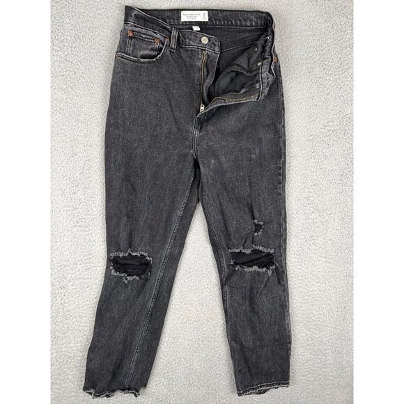 Abercrombie & Fitch Jeans 25 Black Ankle Straight Ultra High Rise Curve Love - Picture 1 of 11